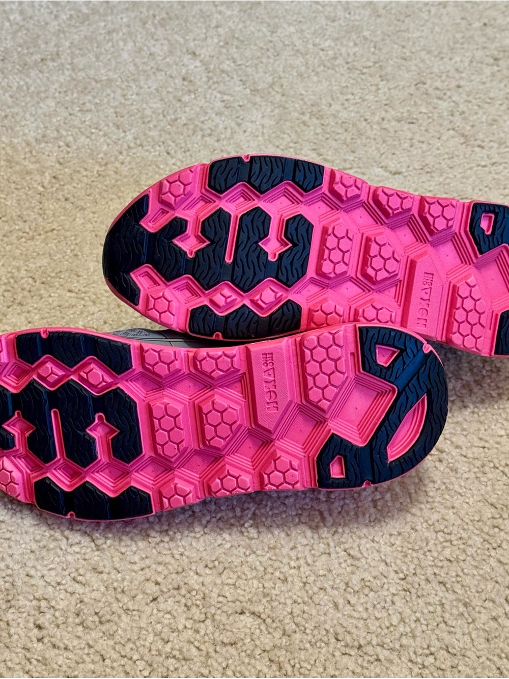 Hoka One on One’s Women's Gray and Hot Pink Athletic Running Shoes - Picture 5 of 8